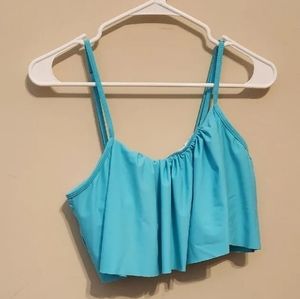 Flowy falbala bikini top turquoise